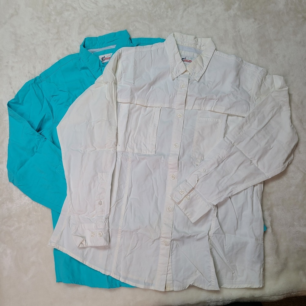 World Wide Sportsman Shirt Womens XL Lot of 2 Vented Mesh Fishing Long Sleeve